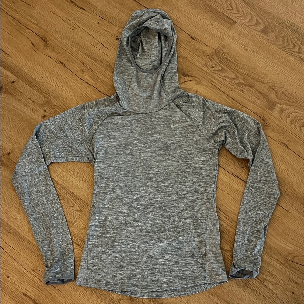 Nike Women's Heather Gray Running Top w Balaclava Built In